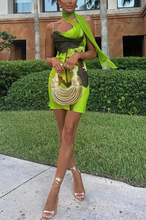 Fashion Zone Schulterfreies Stretch-Minikleid aus Kunstleder mit Schleife