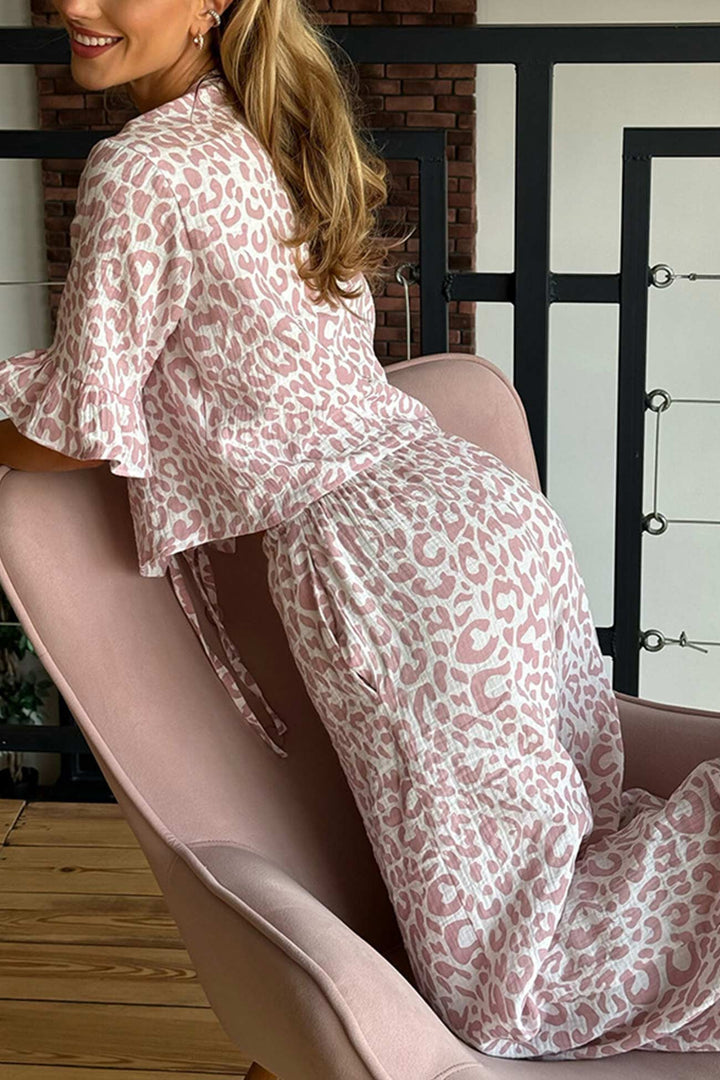 Bedrucktes Rüschenhemd zum Binden aus Baumwolle