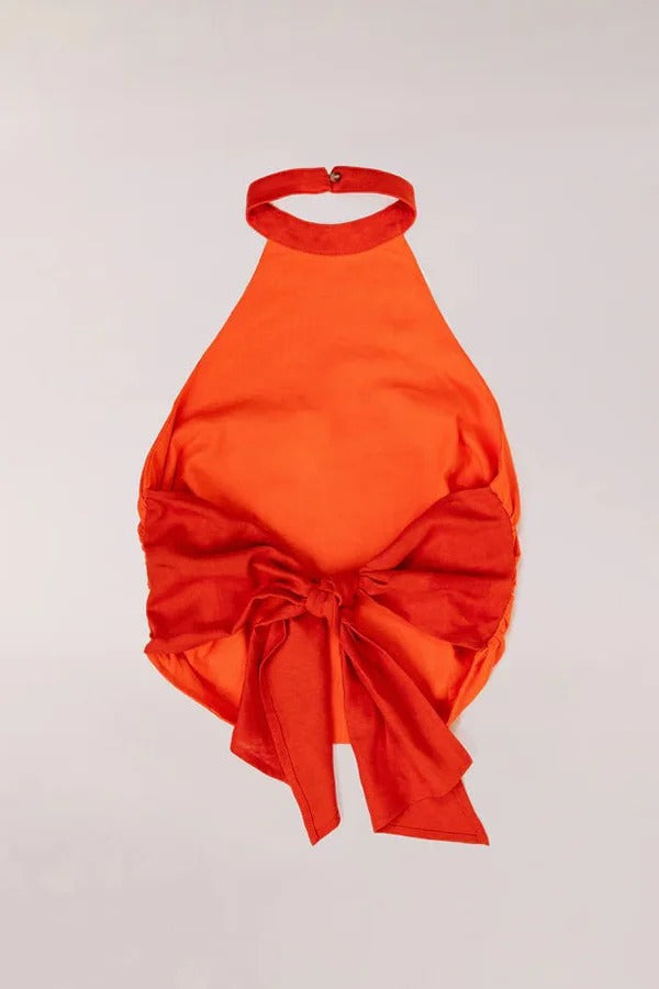 Ensemble débardeur dos nu en lin mélangé de style intemporel et jupe longue colorblock