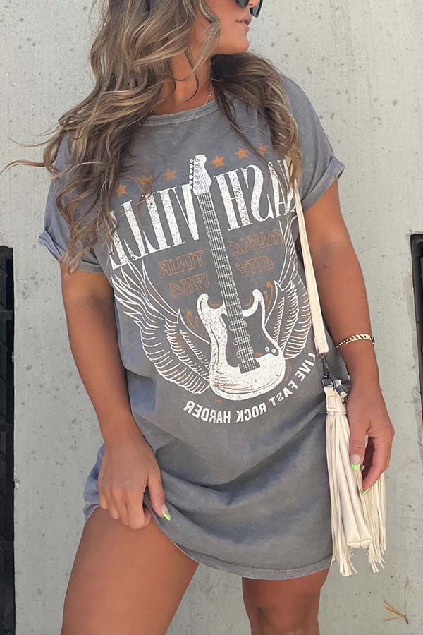 Nashville Mineral Washed T-Shirt-Kleid mit Grafik