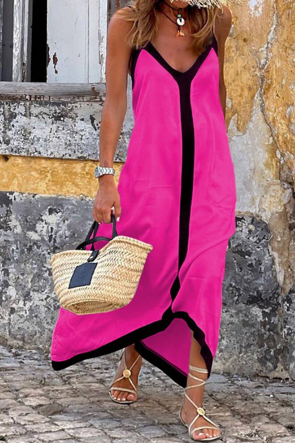 Zweifarbiges Block-Slip-Kleid