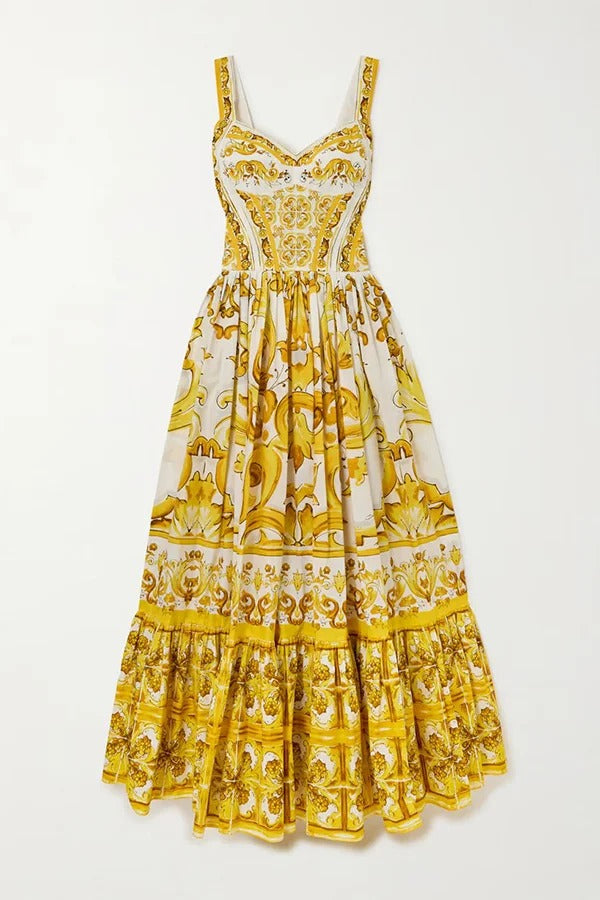 Ready To Dance – Maxikleid mit gesmoktem Rücken und Palace-Print
