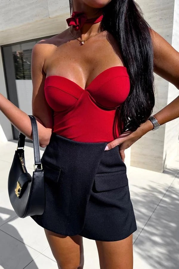 Body Feeling in Love Abnehmbare Träger Herzausschnitt Stretch Bodysuit / Strampler