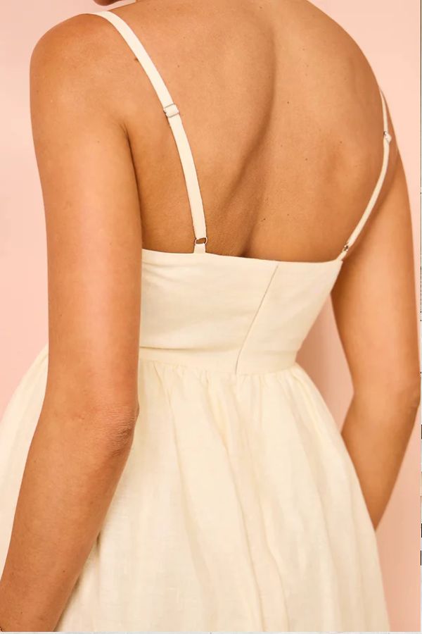 Paradise Flowers – Lockeres Maxikleid aus Leinenmischung mit einzigartigem Druck und Taschenträgern