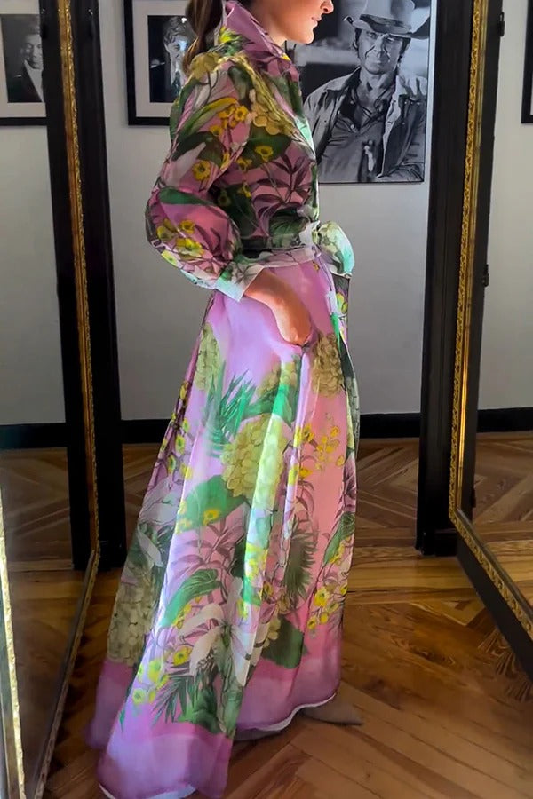 Seeds of Happiness – Tüllbluse mit Blumenmuster, Ballonärmeln und Gürtel