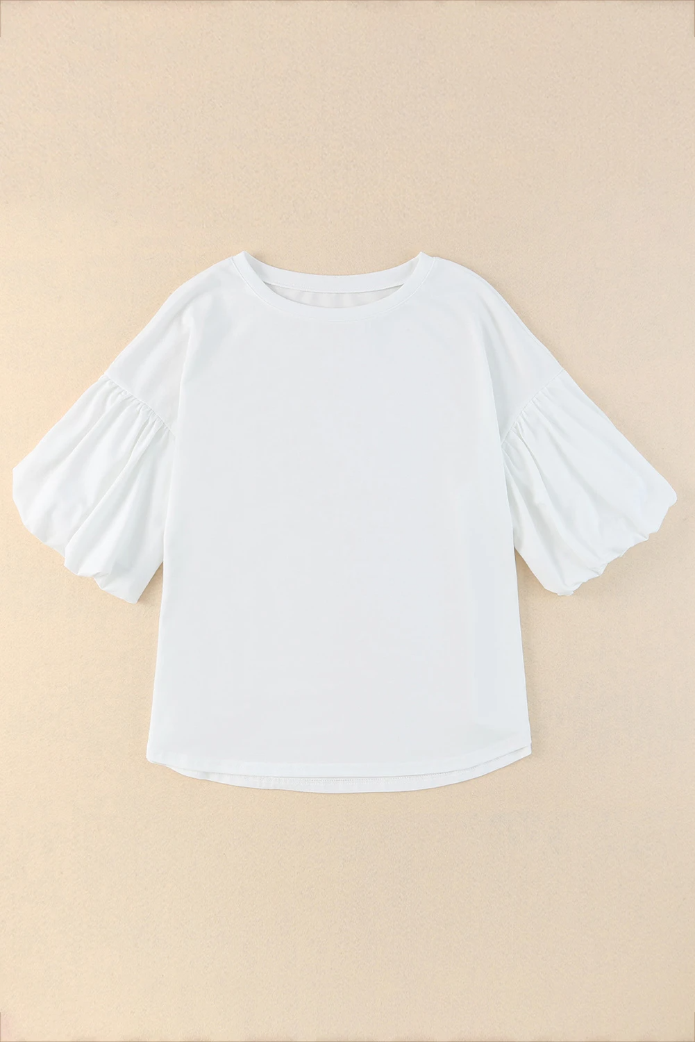 Weiße, einfarbige, lässige Bluse mit Puffärmeln
