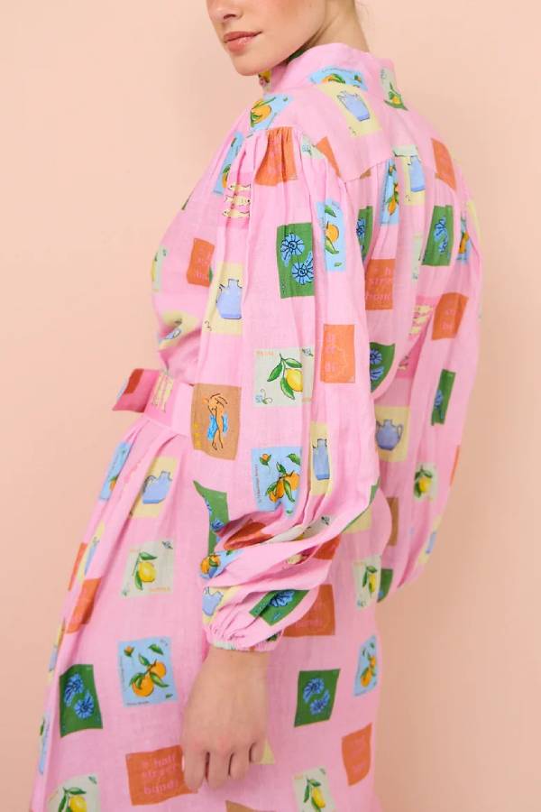 Strickjacke mit Laternenärmeln, lässiges Kleid mit modischem Print