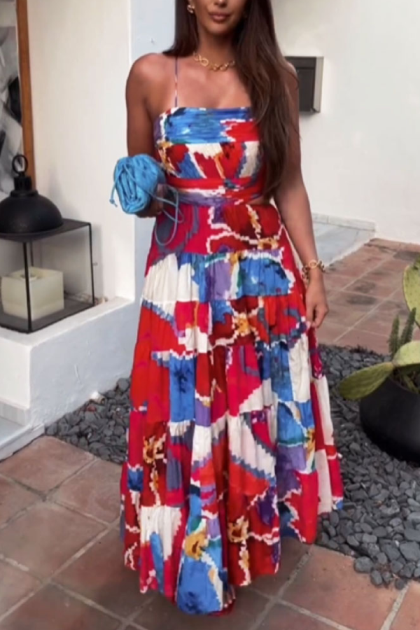 Elegantes Sling-Kleid mit Urlaubsprint