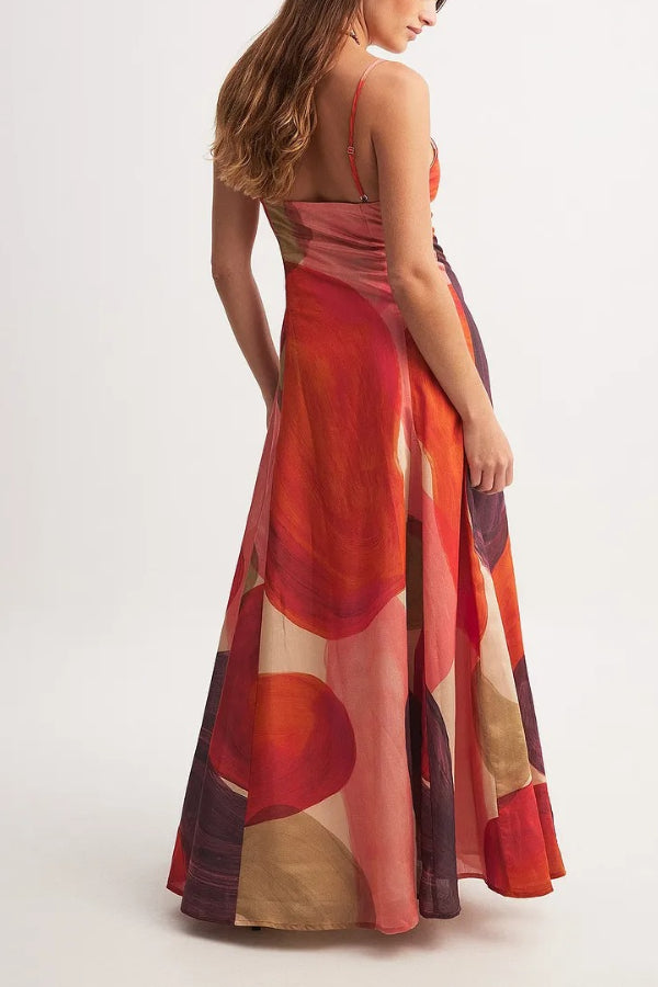 Bedrucktes Maxi-Slip-Kleid