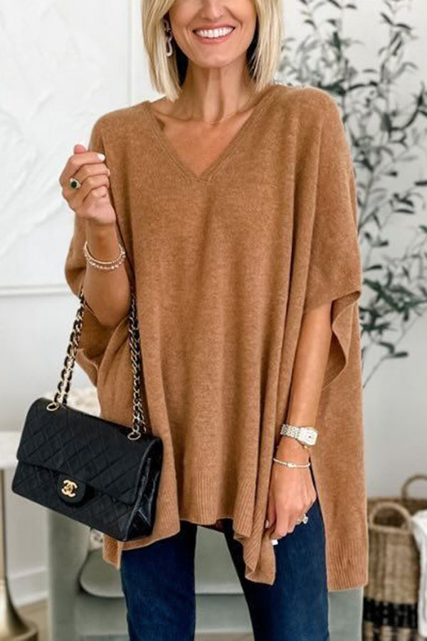 Super bequemer und vielseitiger Strick-Poncho-Pullover