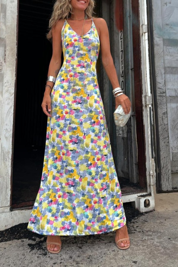 Patricia – Stretch-Midikleid mit Aquarelldruck und Schnürung, zwei Tragemöglichkeiten