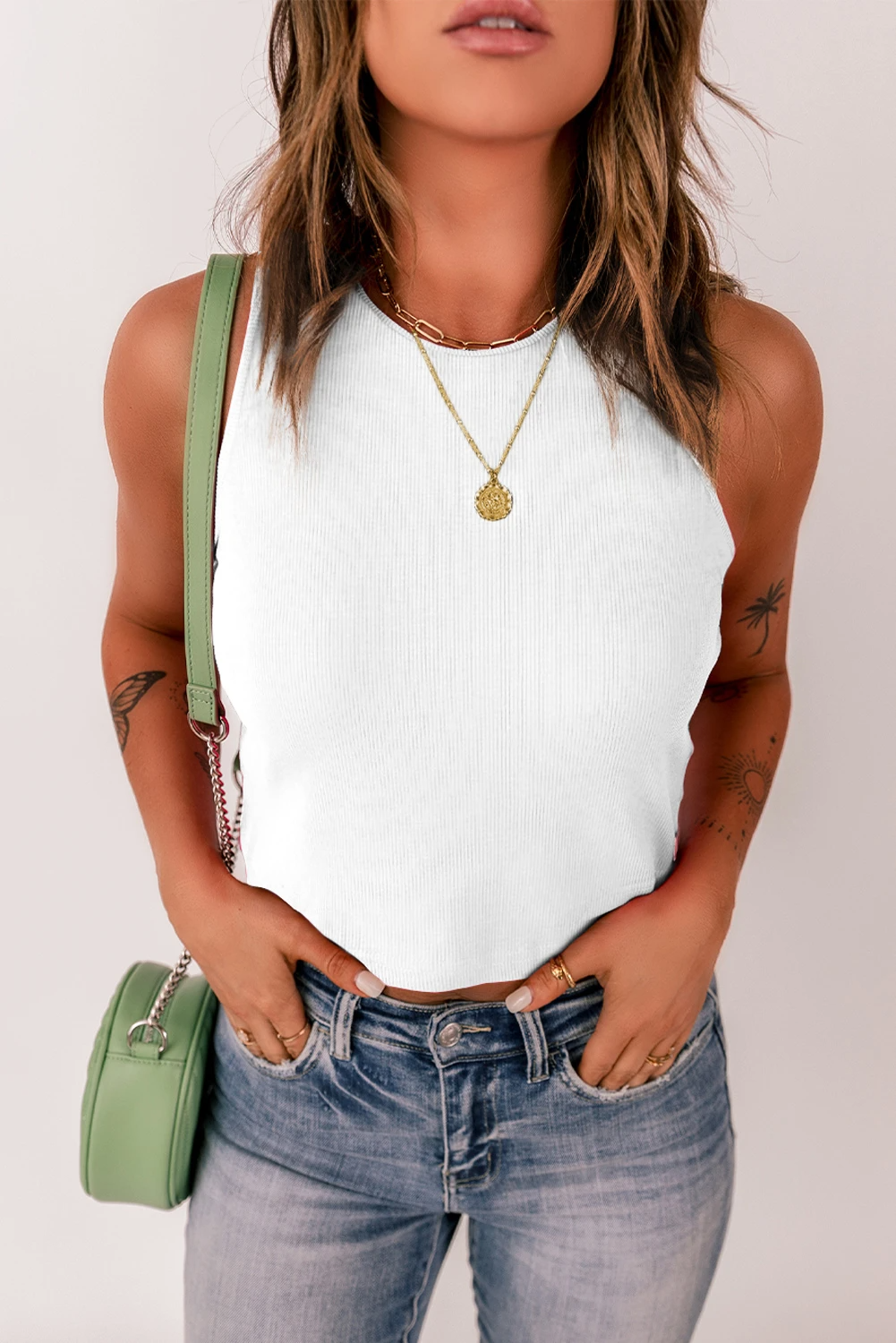 Geripptes Basic-Kurz-Tanktop