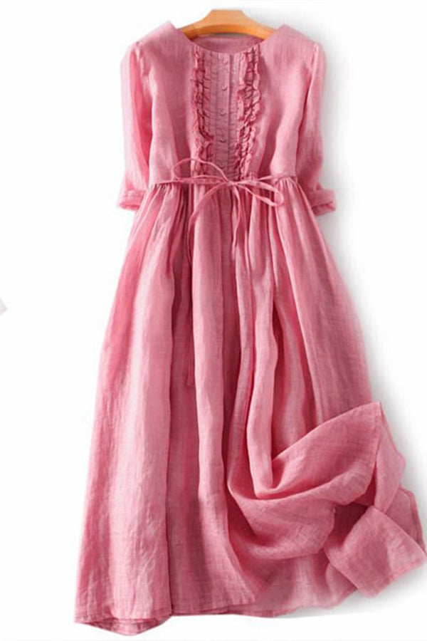 Rüschenkleid aus Baumwollleinen