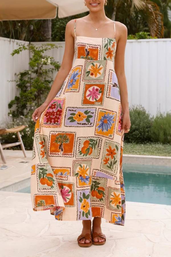 Lässiges Swingkleid im Urlaubsstil mit Hosenträgern