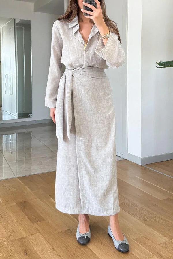 Lässiges Revershemd und zweiteiliges Überrock-Set mit Schnürung