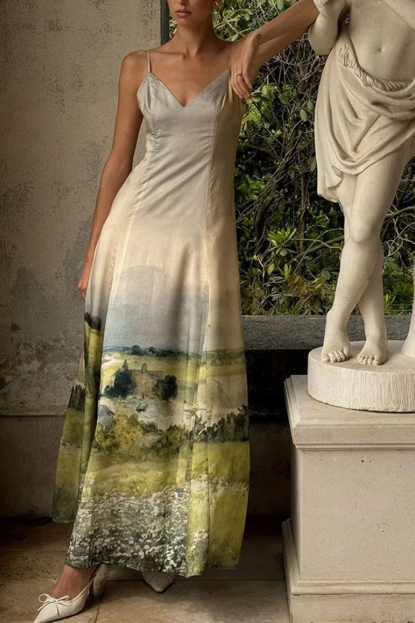 Elegantes bedrucktes Trägerkleid