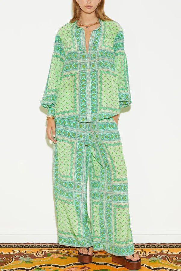 Splendor By The Sea – Hose mit weitem Bein und elastischer Taille und Taschen – Einzigartiger Aufdruck