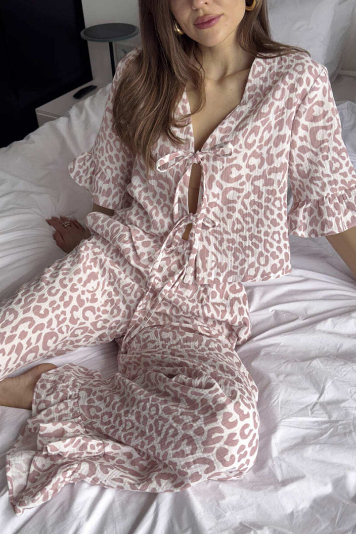 Bedrucktes Rüschenhemd zum Binden aus Baumwolle