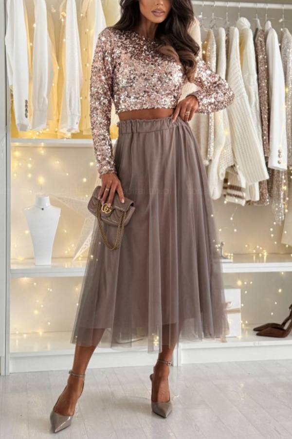 SALLY latte tulle skirt