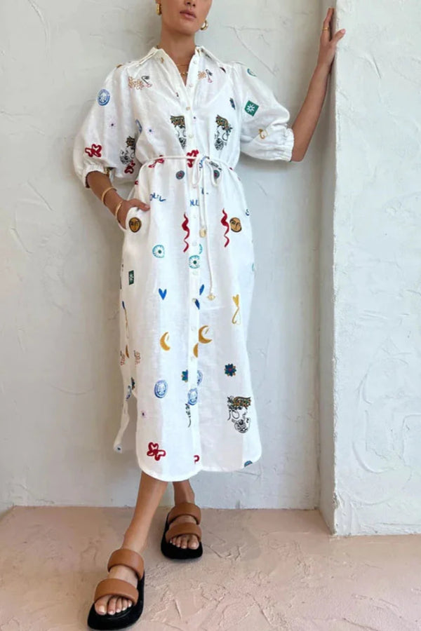 Personalisiertes Hemd mit Graffiti-Laternenärmeln und Cardigan-Print