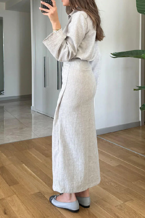 Lässiges Revershemd und zweiteiliges Überrock-Set mit Schnürung