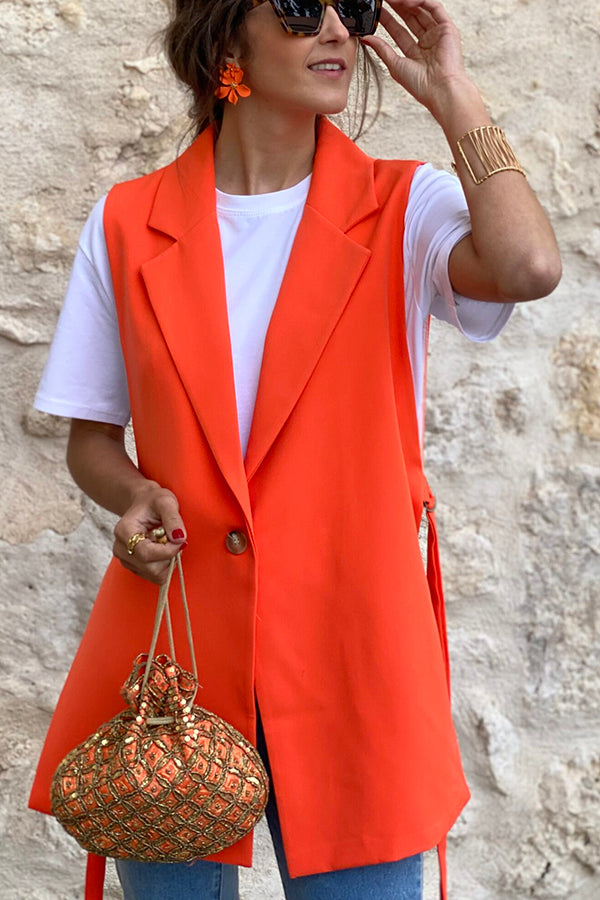 Confessions de mode : gilet blazer décontracté à revers et bretelles latérales