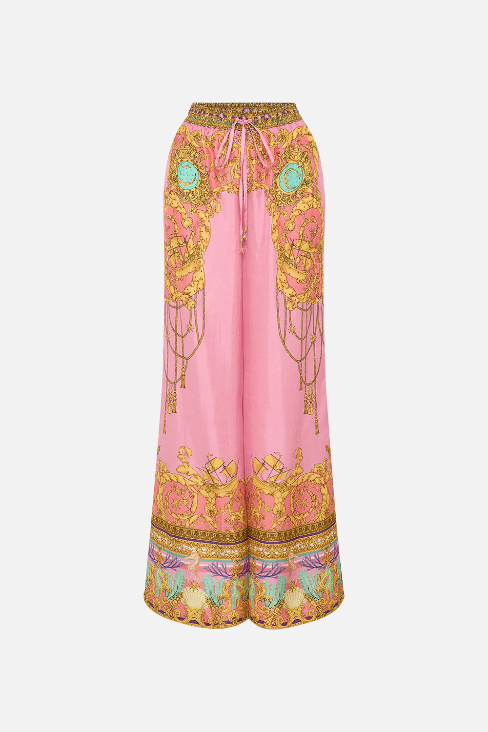 Mermaid Motel Set mit langärmligem, locker sitzendem Hemd und Hose mit elastischem Bund und einzigartigem Druck