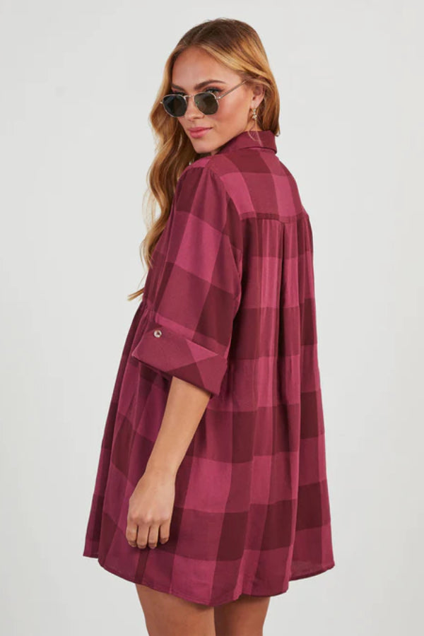 Mini-robe babydoll à carreaux