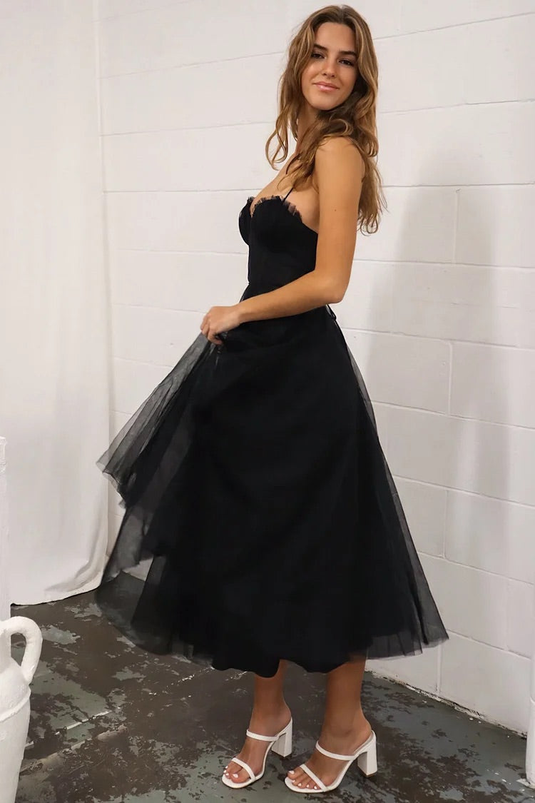 Cherley Tüll Korsett rückenfreie Ball Midi Kleider