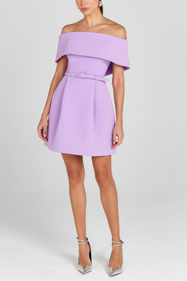 Elegantes Abend-Minikleid mit Revers, Bandeau, abnehmbarem Gürtel und Taschen