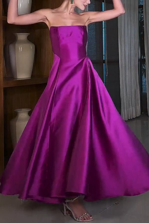 Robe longue en satin à épaules dénudées et à carreaux « Cendrillon's Dream »