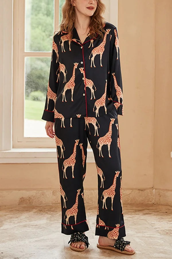 Zweiteiliges Langarm-Set mit Giraffen-Print