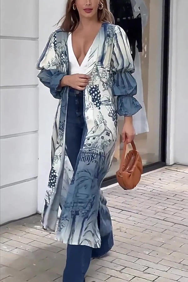 Einzigartige bedruckte, lockere, lange Hemd-Oberbekleidung