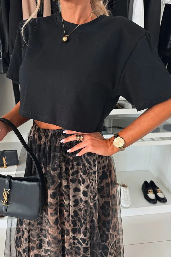 Tayshia – Kurzärmliges, kurzes Stretch-T-Shirt