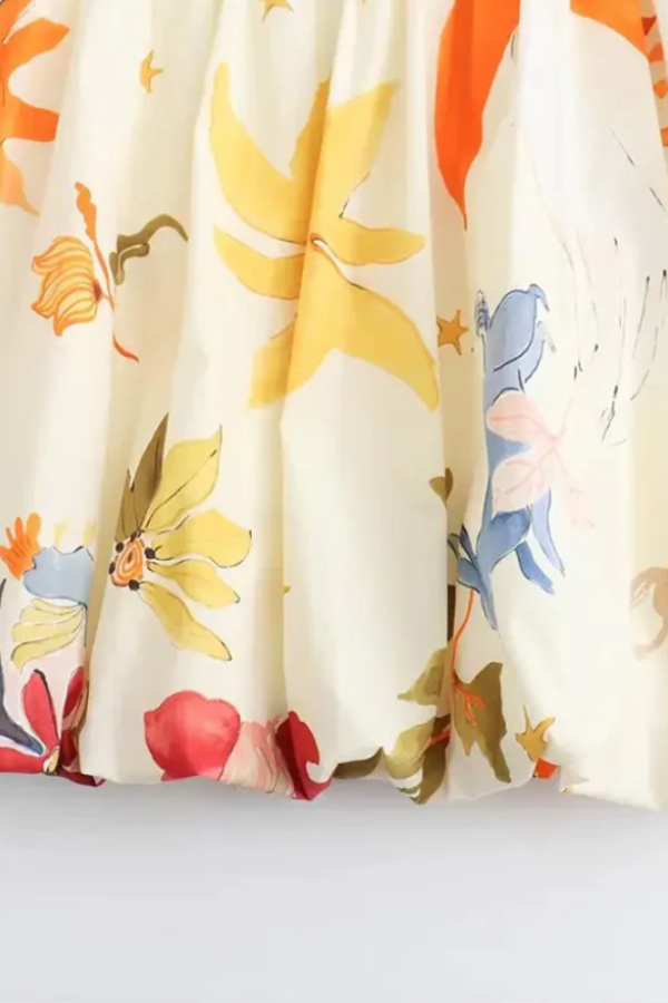 Süßes Print-Minikleid, modisch, locker, ärmellos, rückenfrei