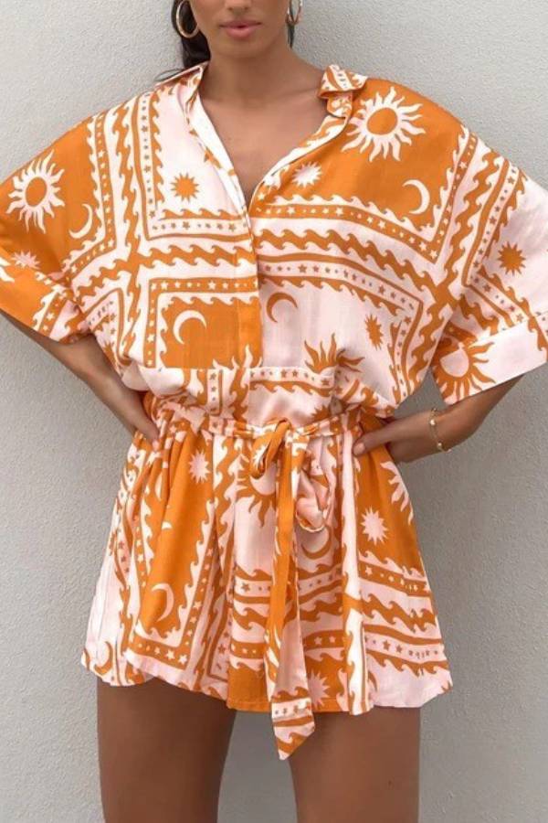 Combinaison sexy à imprimé géométrique