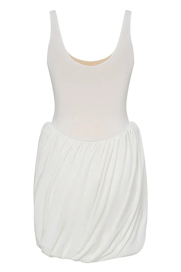 Inspiring Allure – Puffy, plissiertes Tanktop-Stretch-Minikleid mit drapiertem Besatz