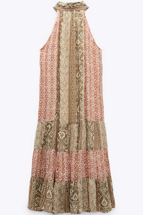MIDI-HEMDKLEID MIT GLÄNZENDEM GEOMETRISCHEM PRINT