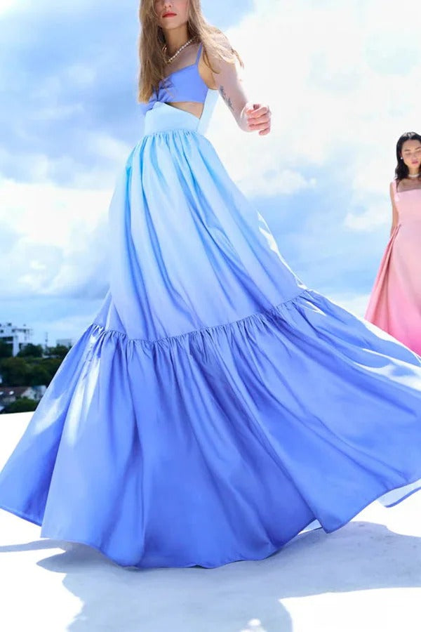 Ocean Breeze Maxikleid mit Farbverlauf und Cut-Out-Taille