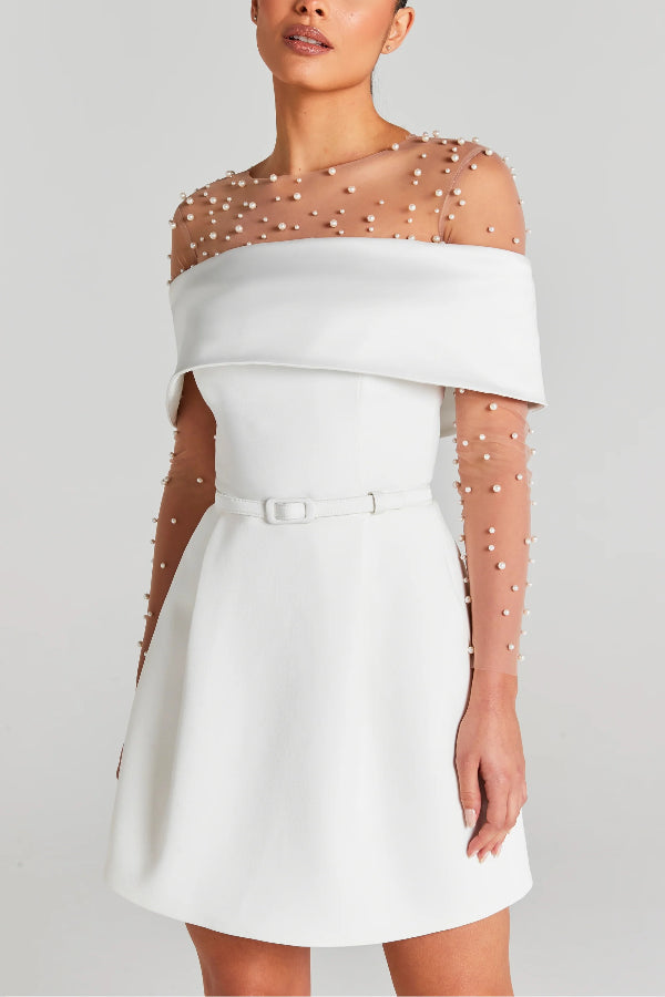 Elegantes Abend-Minikleid mit Revers, Bandeau, abnehmbarem Gürtel und Taschen