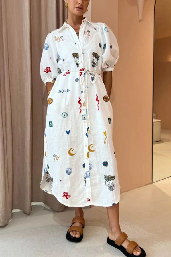 Personalisiertes Hemd mit Graffiti-Laternenärmeln und Cardigan-Print