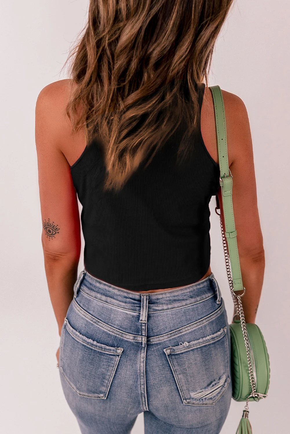 Geripptes Basic-Kurz-Tanktop