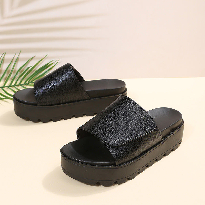 Lässige Plateau-Sandalen mit Klettverschluss