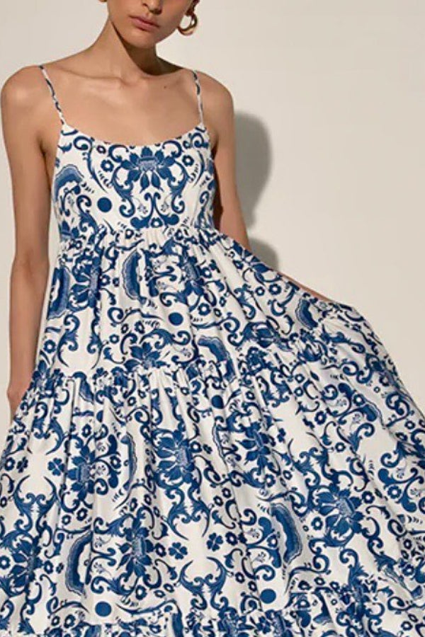 Sexy rückenfreies Maxikleid mit botanischem Blumendruck