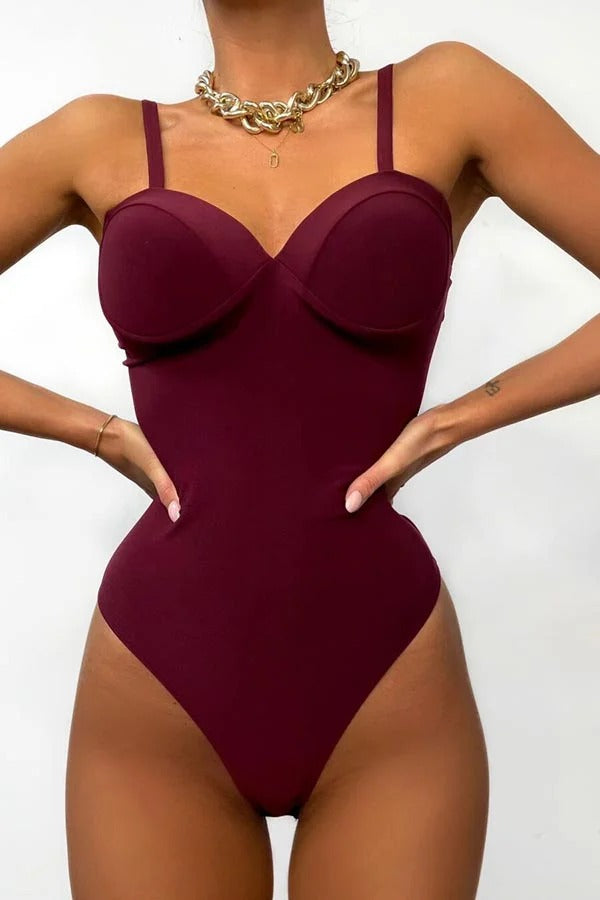 Body Feeling in Love Abnehmbare Träger Herzausschnitt Stretch Bodysuit / Strampler