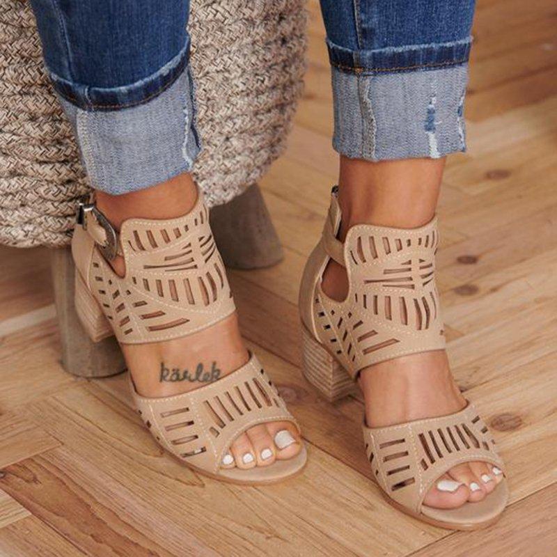 Blockabsatz Lässige & Vintage Sandalen Stiefel