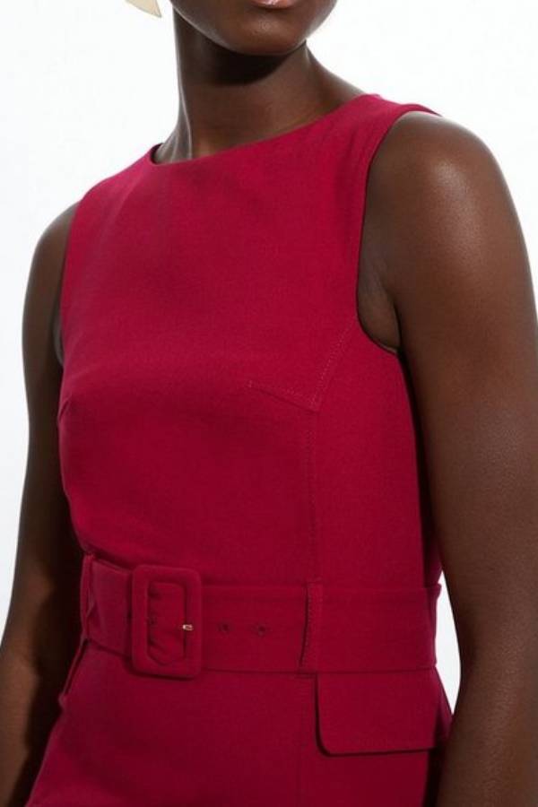 Feel Formal – Maßgeschneidertes Stretch-Midi-Bleistiftkleid mit Gürtel