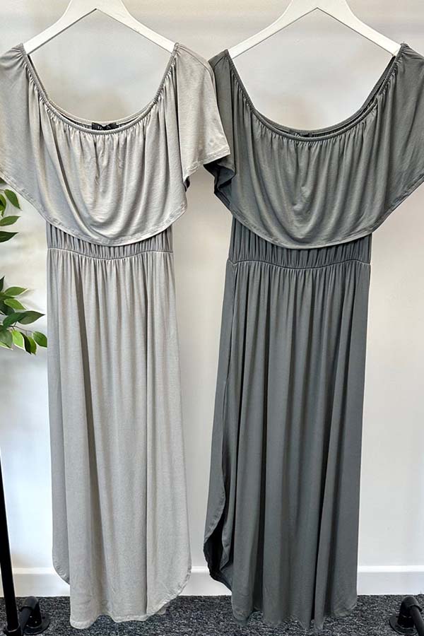Robe longue Bardot à volants Erica