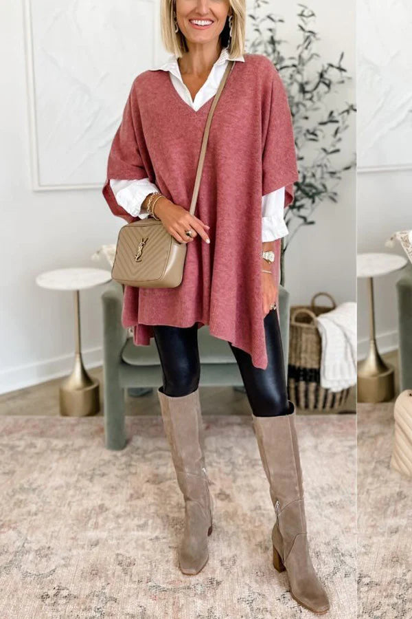 Super bequemer und vielseitiger Strick-Poncho-Pullover