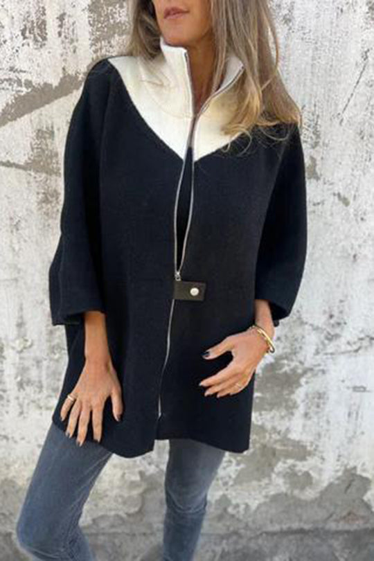 Modische, lässige Jacke mit Stehkragen und Reißverschluss